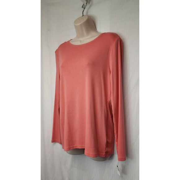 Talbots Round Neck Long Sleeve Pink Sweater Blouse Size LP - Picture 3 of 5